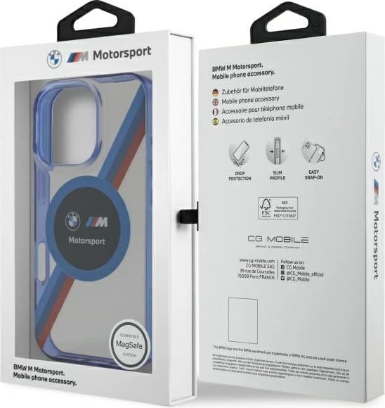 Mbështjellës BMW Motorsport IML Circle MagSafe për iPhone 16 Pro Max 6.9", transparent