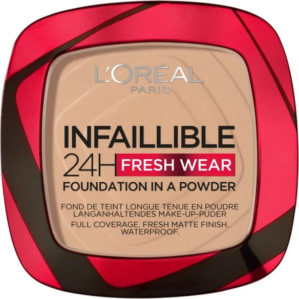 Fondatinë kompakte në pluhur L'Oreal Paris Infaillible 24H Fresh Wear 130 True Beige për femra, 9g