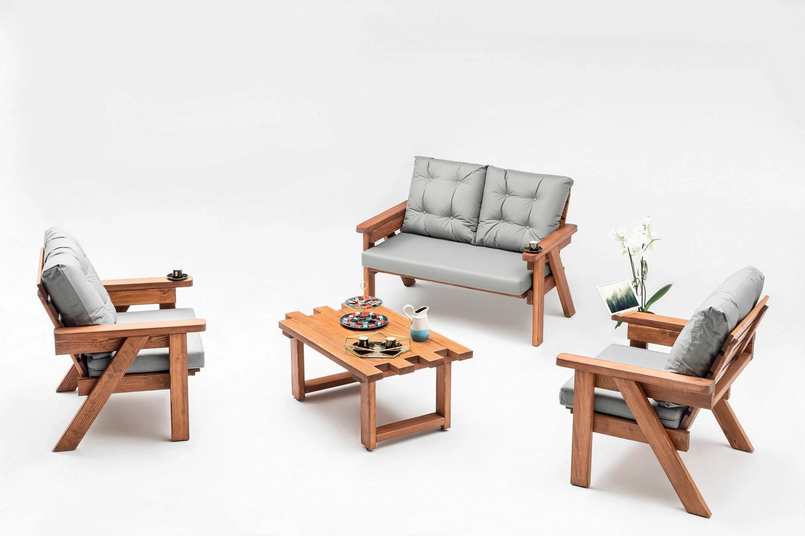 Tavolinë kafeje për kopsht, ngjyrë arre, Skye Decor Abant