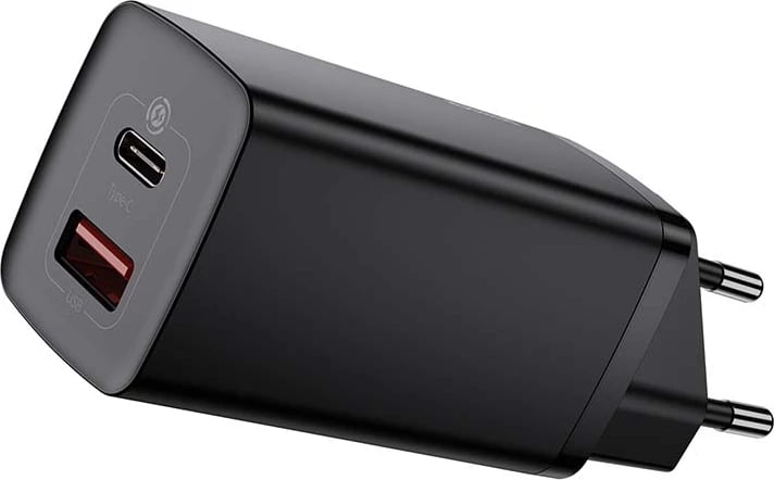 Karikues i shpejtë udhëtimi Baseus GaN2 Lite CCGAN2L-B01, 65W, USB-C & USB-A, zi