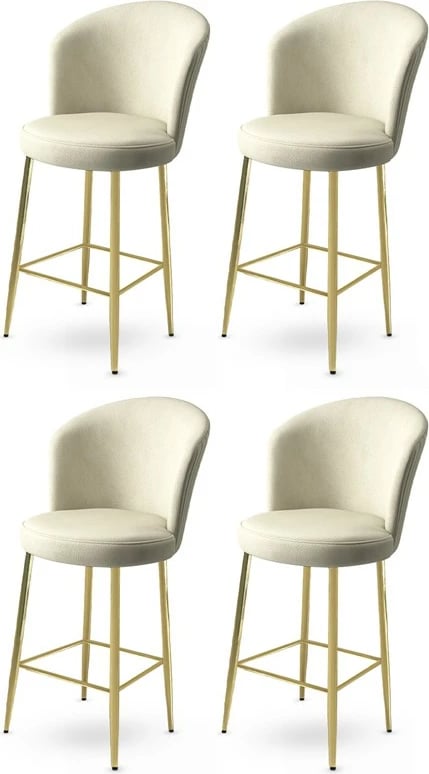 Set karrigesh për bar (4 copë), Hanah Home, Fora, krem, ari