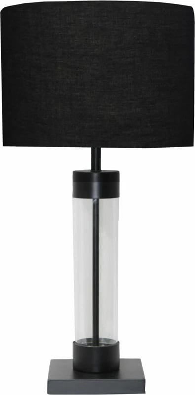 Lampë tavoline Tremont, hekur i zi mat, xham i zi, 36x36x62 cm