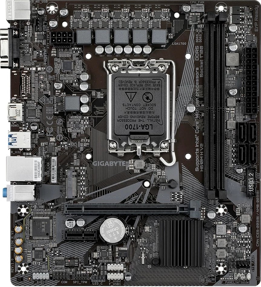 Pllakë amë, Gigabyte, H610M H V2, LGA1700 Intel H610, 2x DDR5, mATX, HDMI/DSUB, M.2