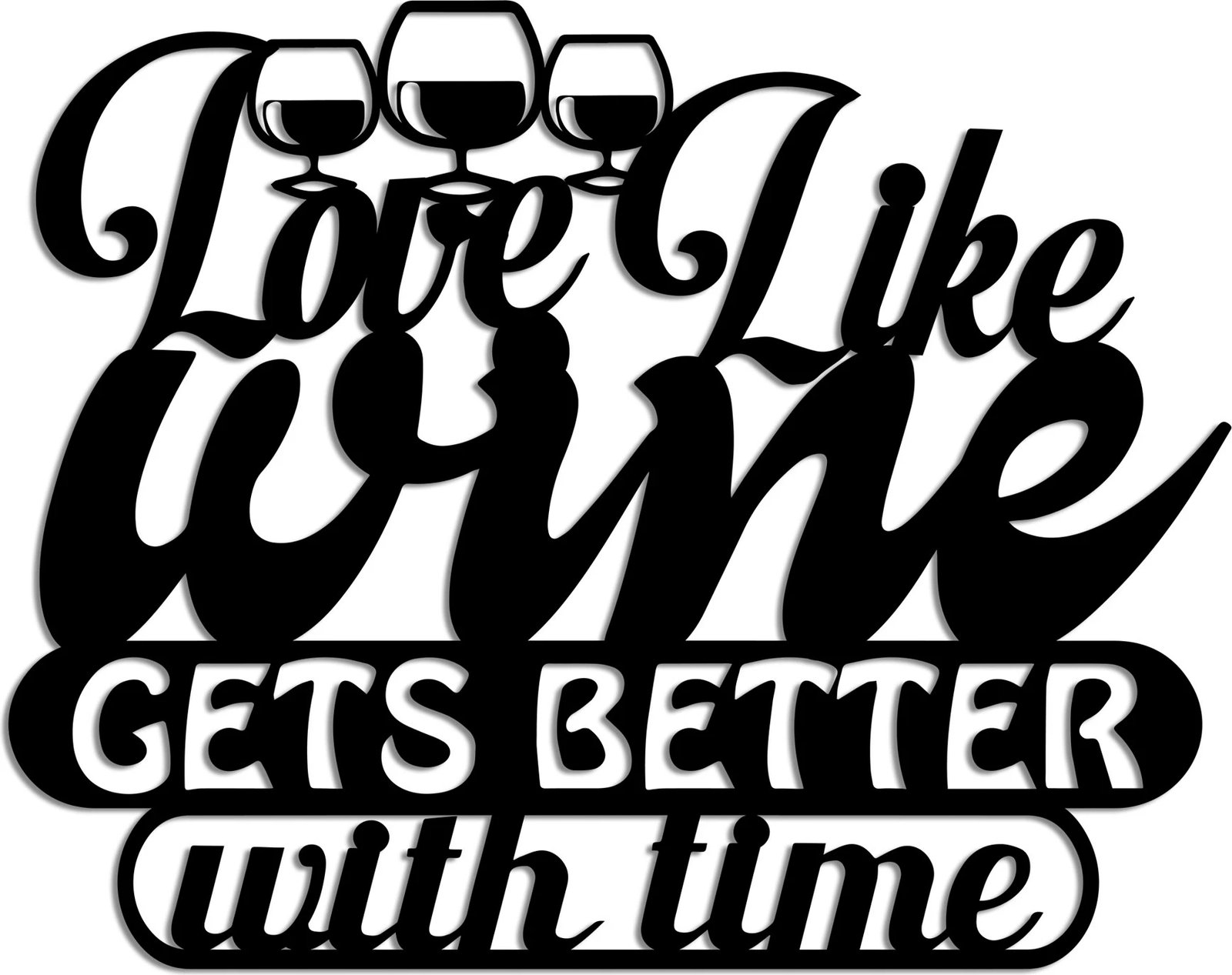 Aksesor dekorativ metalik për mur, Wallity, Wine Better