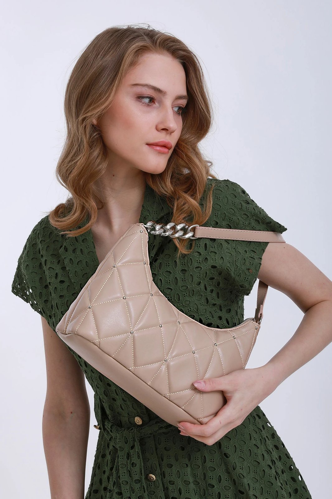 Çantë shpatullë Zoozie Bags, 22YV10-003, ngjyrë mink