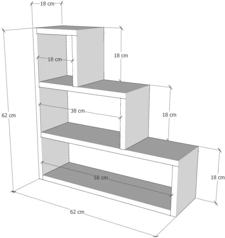 Raft muri Skye Decor, model Piramit, ngjyrë e bardhë