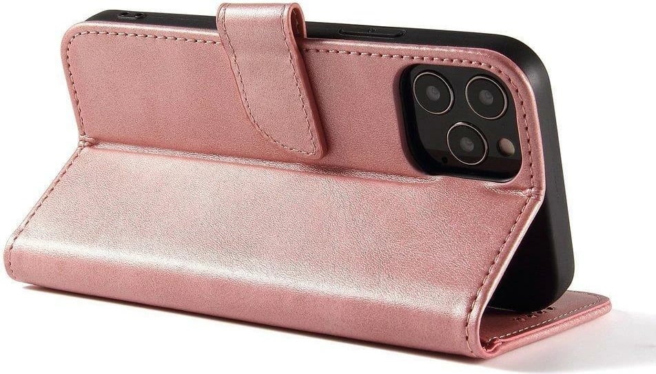 Mbështjellës Hurtel Magnet Case për Xiaomi Poco M4 Pro 5G, me kapak dhe mbështetëse, rozë
