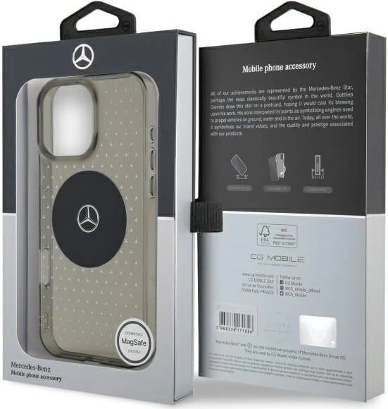 Mbështjellës Mercedes Star Pattern për iPhone 16 Pro, Zi