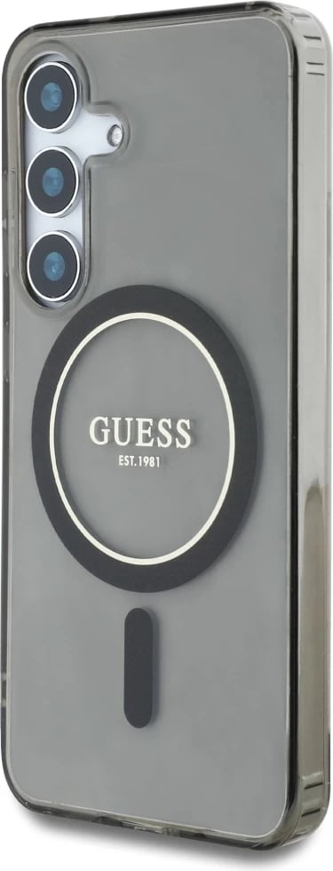 Mbështjellës Guess Glitter Circle Classic Logo MagSafe për Samsung Galaxy S25, zi Mbështjellës Guess Glitter Circle Classic Logo MagSafe për Samsung Galaxy S25, zi