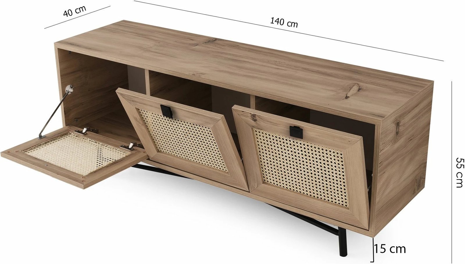 Komodë TV Hanah Home, Alcazar 140, ngjyrë lis dhe e zezë