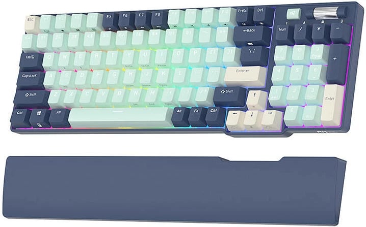 Tastierë mekanike Royal Kludge RK96 RGB, brown switch, 96 taste, blu