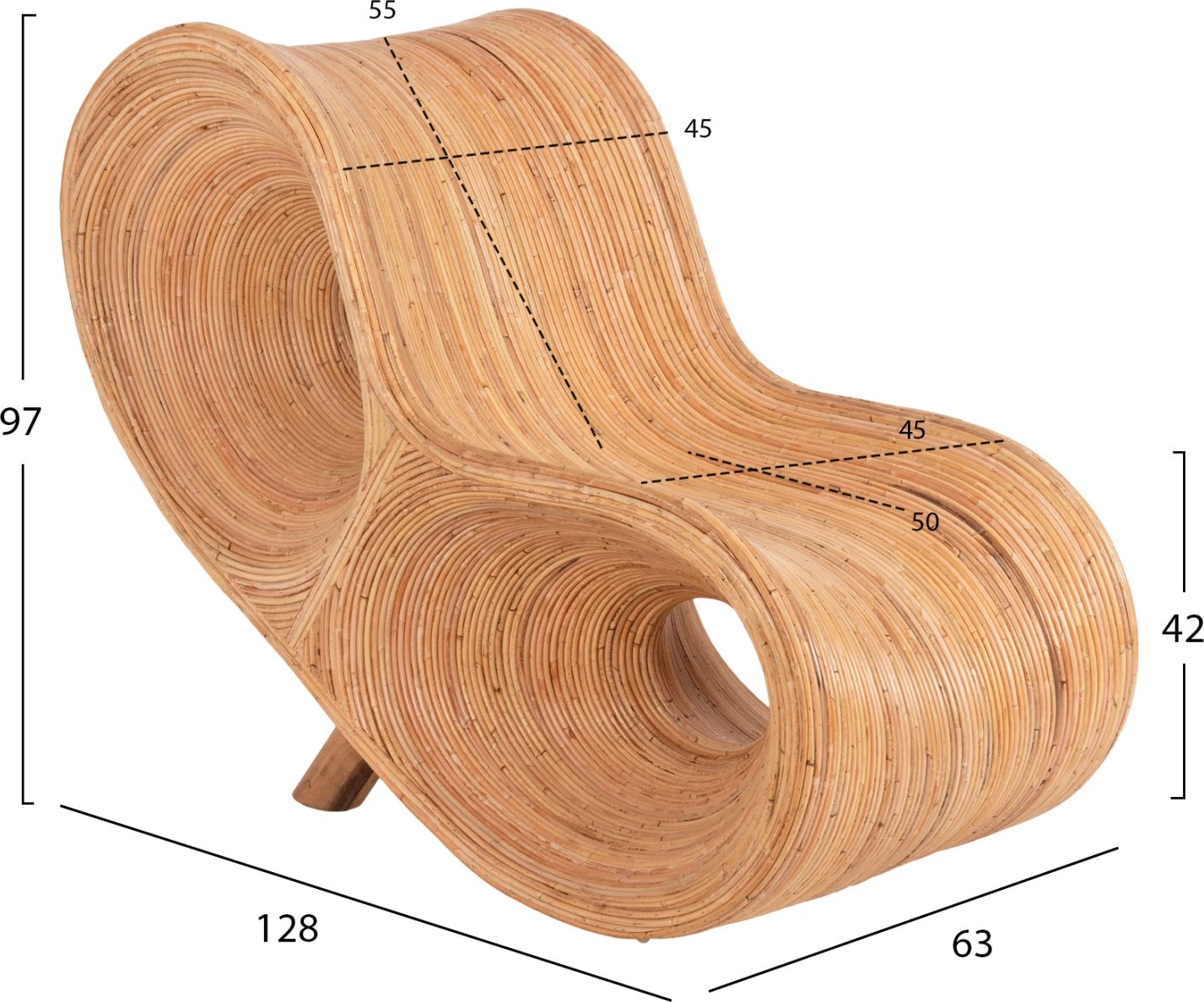 Karrige relaksuese CURVY, ngjyrë natyrale, FH9645.01, 63x128x97H cm