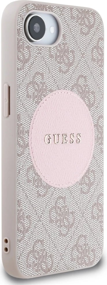 Mbështjellës Guess 4G Circle Classic Logo MagSafe për iPhone 16e, rozë