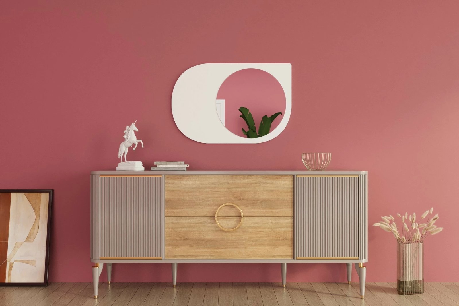 Pasqyrë dekorative Skye, Pubble, e bardhë