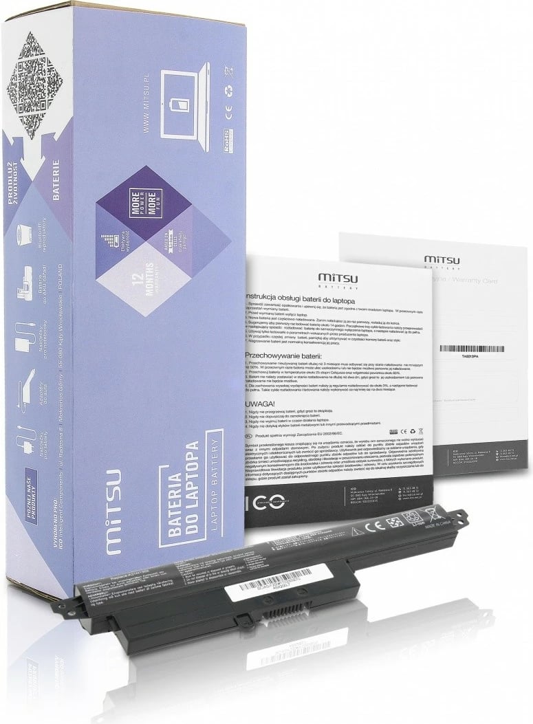 Bateri laptopi Mitsu BC/AS-F200 për Asus Vivobook S200/X200, 2200 mAh, 11.25V, e zezë