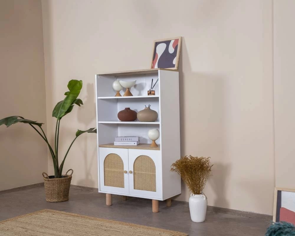 Raft librash Skye Decor, bohem, bardhë dhe lis