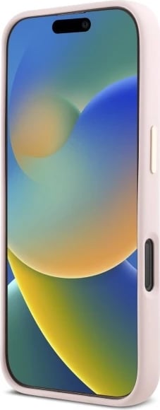 Mbështjellës Guess Silicone Script Metal Logo & Frame për iPhone 16 Pro Max, Rozë