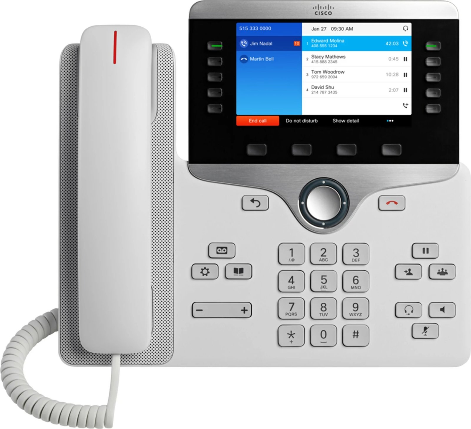 Telefon IP Cisco 8841, 5 inç, Gigabit Ethernet, PoE, i zi/argjendtë