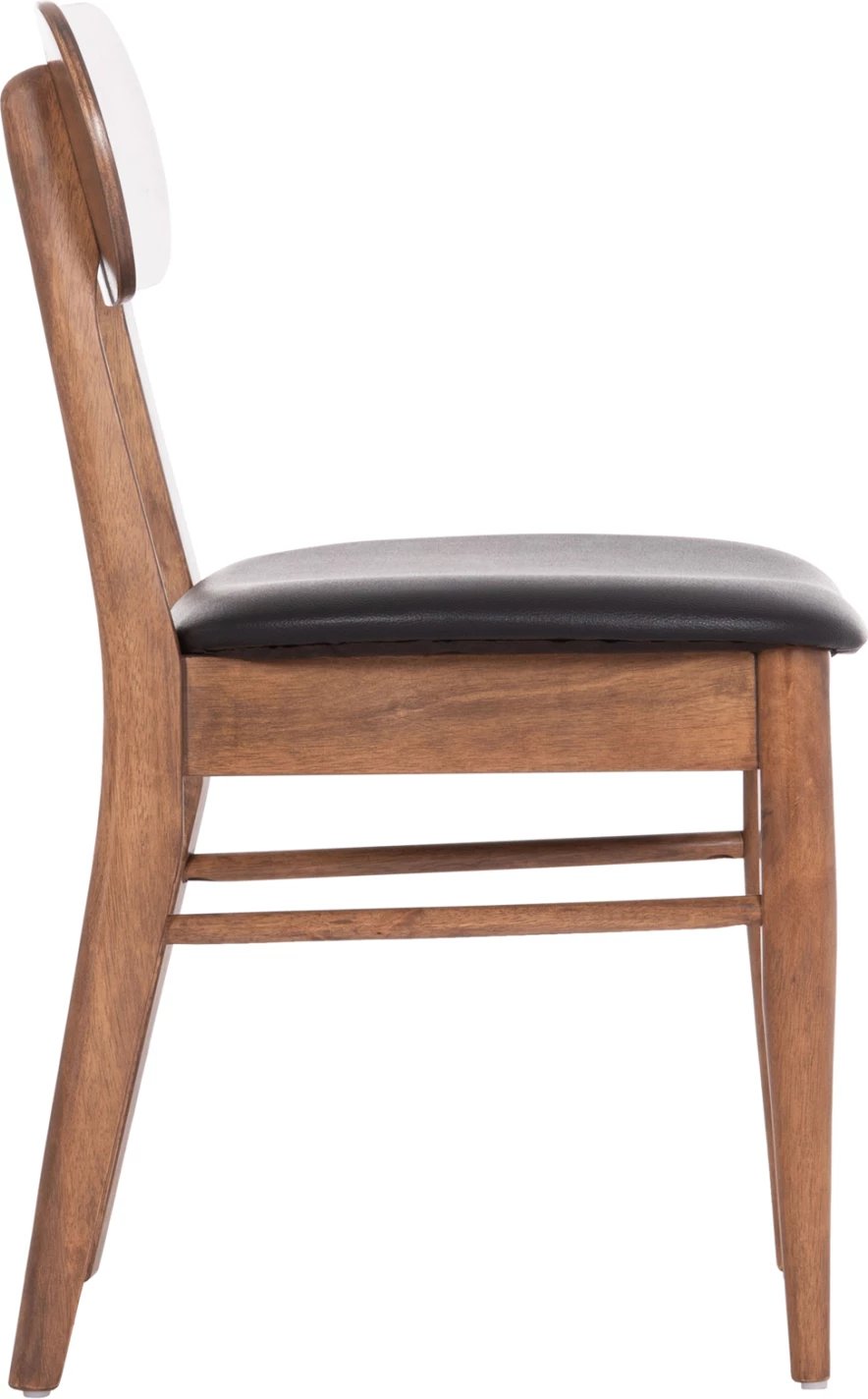 Karrige ngrënieje SEKOR, set 2 cope, dru kauçuku, ngjyrë arre, ulëse lëkurë sintetike e zezë, 51x48x79cm