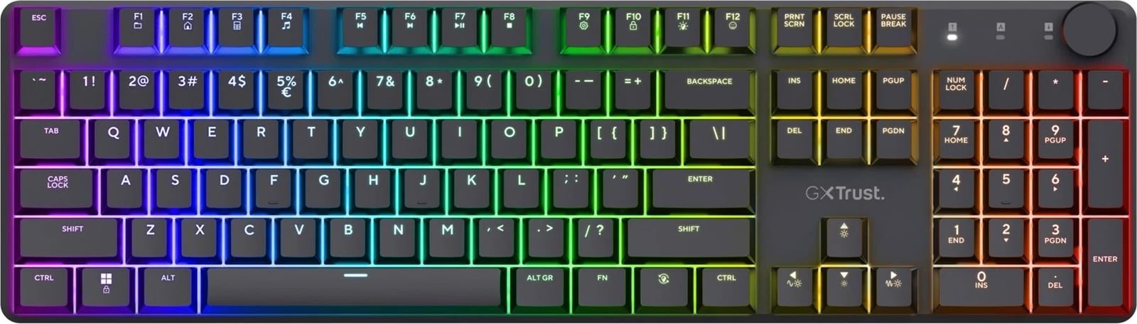 Tastierë Trust GXT 868 Torix, Gaming, USB + RF Wireless + Bluetooth, QWERTY, US English, E zezë