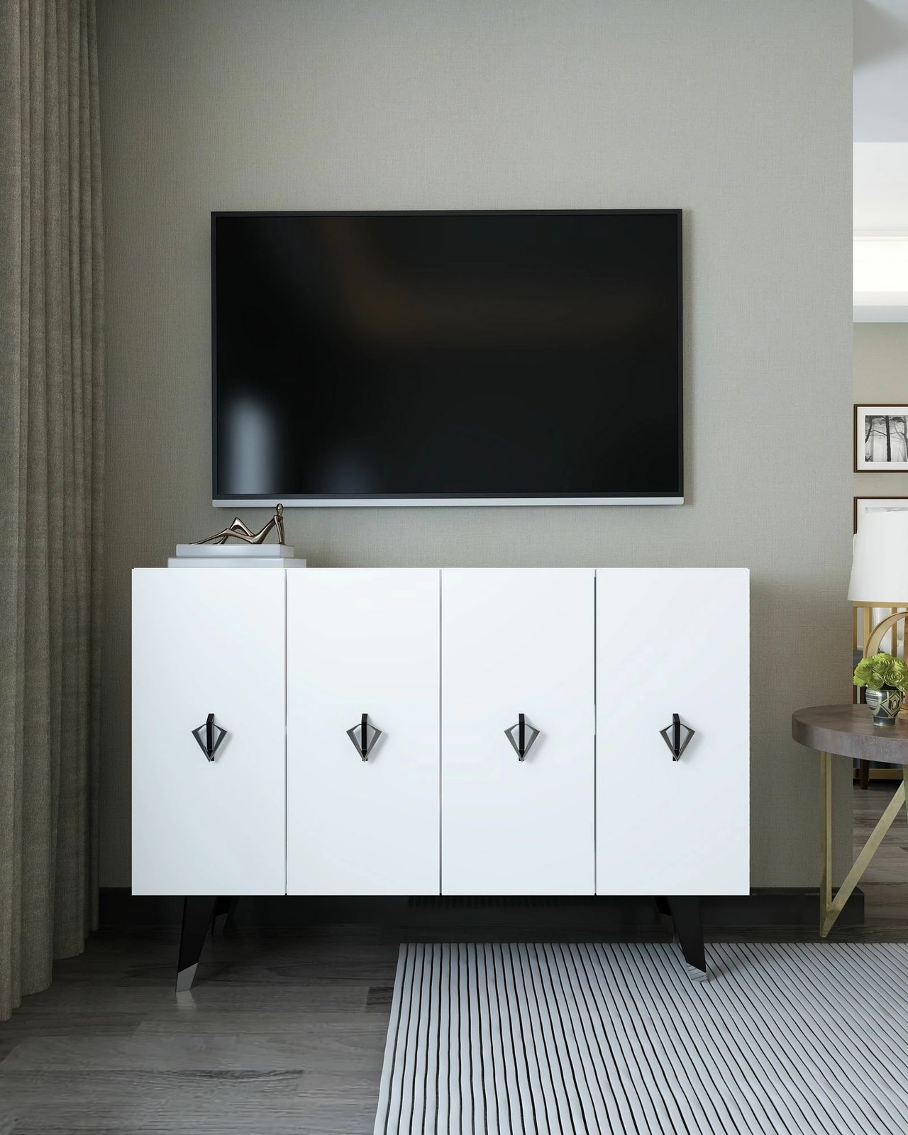 Konsol Skye Decor, 8164KM-32, e bardhë, e zezë, argjend