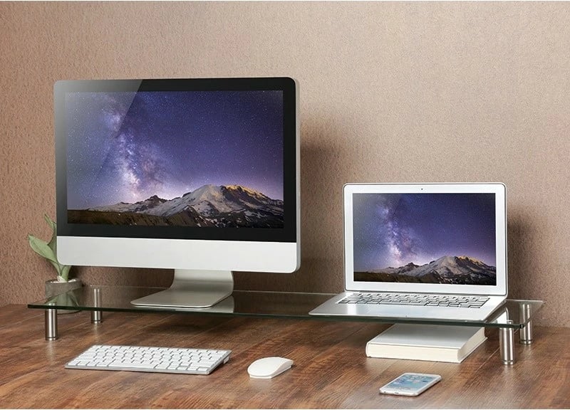 Mbajtëse monitori me xham, LogiLink, BP0060, 1000 x 260 x 93 mm, ngarkesë 20 kg, transparente e bardhë