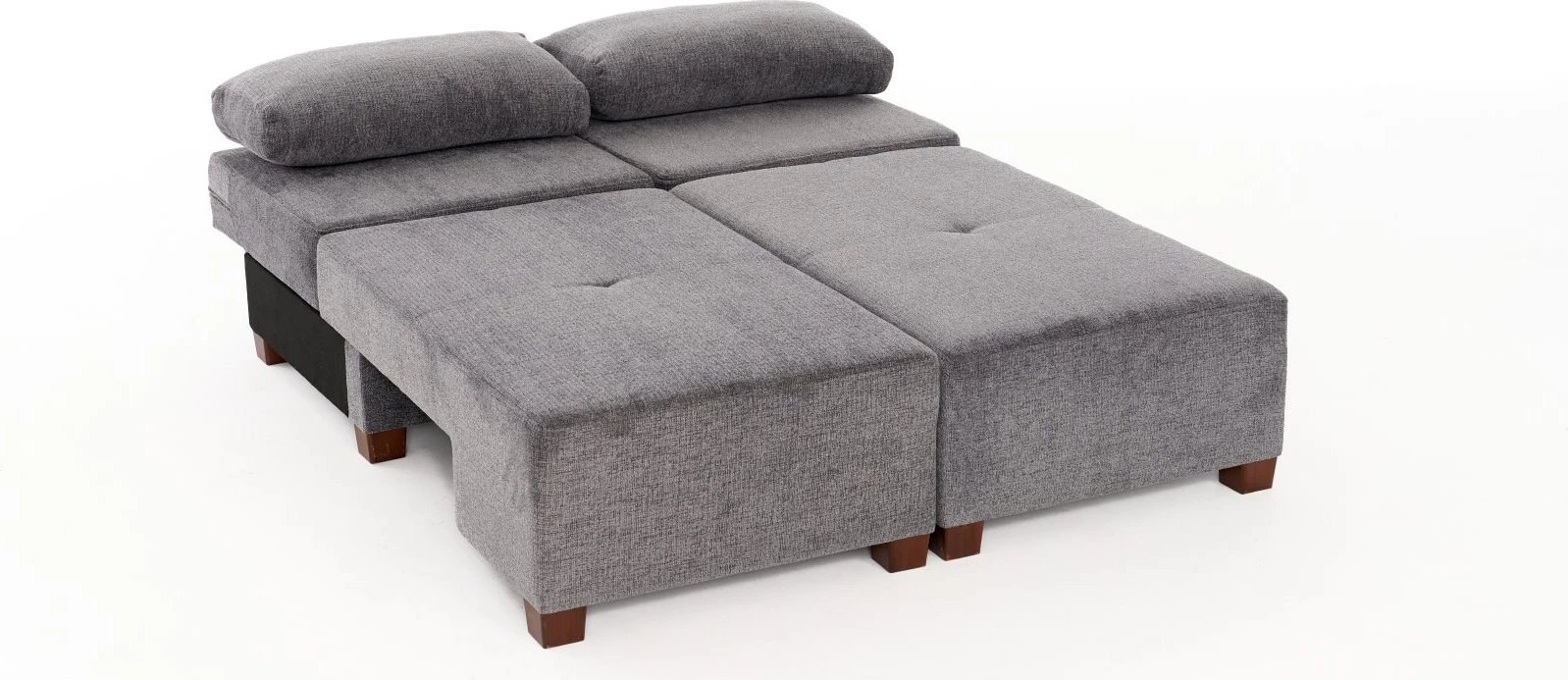 Divan-krevat treshe, pëlhurë chenille, ngjyrë gri, Perenna