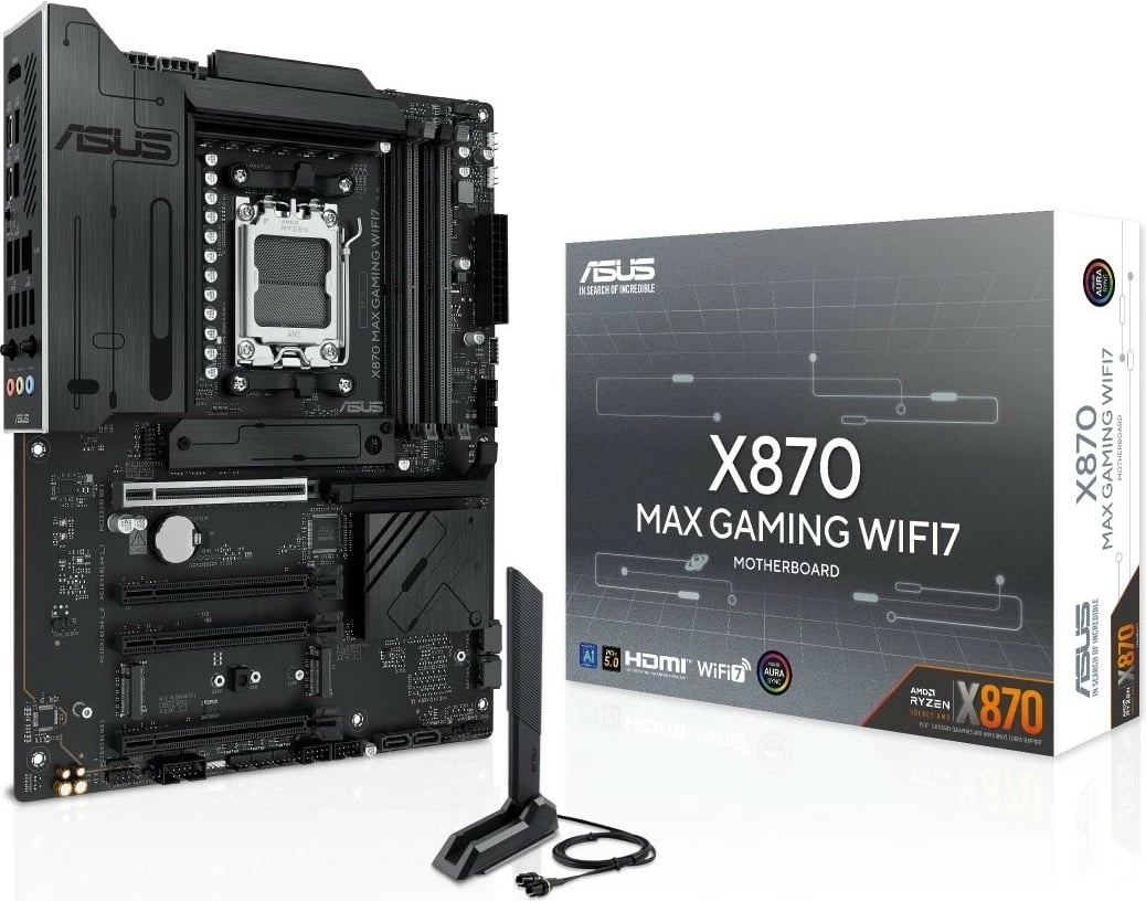 Pllakë amë, Asus, X870 MAX GAMING WIFI7, AMD X870, Socket AM5, 4x DDR5, 3x M.2, 4x SATA, Wi‑Fi 7, ATX