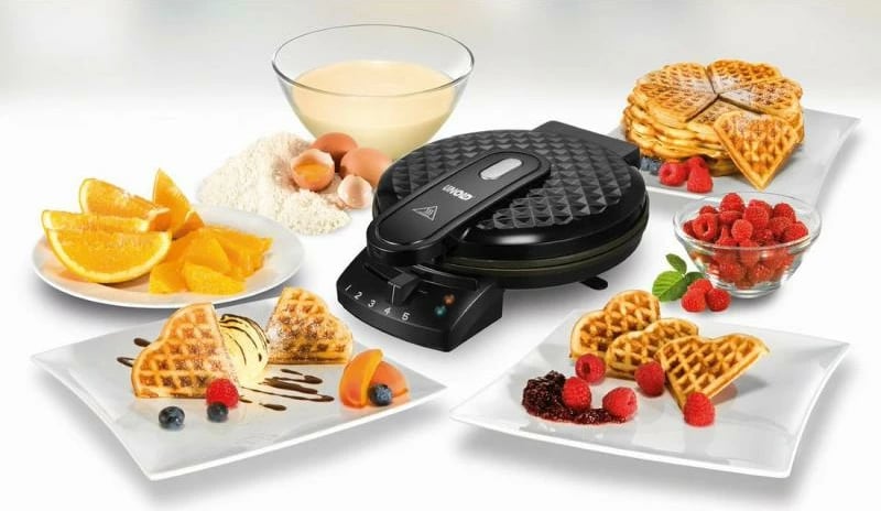 gofrera UNOLD Diamond 48235 rregullim temperature pllaka jo ngjitëse forma zemër zezë