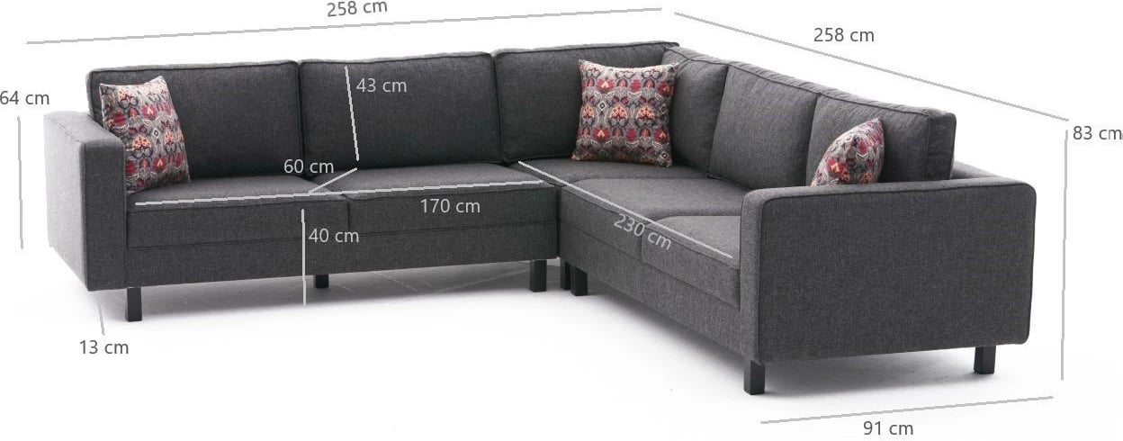 Këndare Atelier del Sofa, pëlhurë Kale, ngjyrë antracit