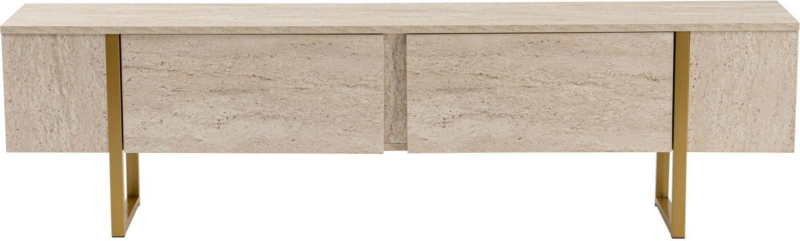 Komodë TV Nordure, ngjyrë travertin, ari