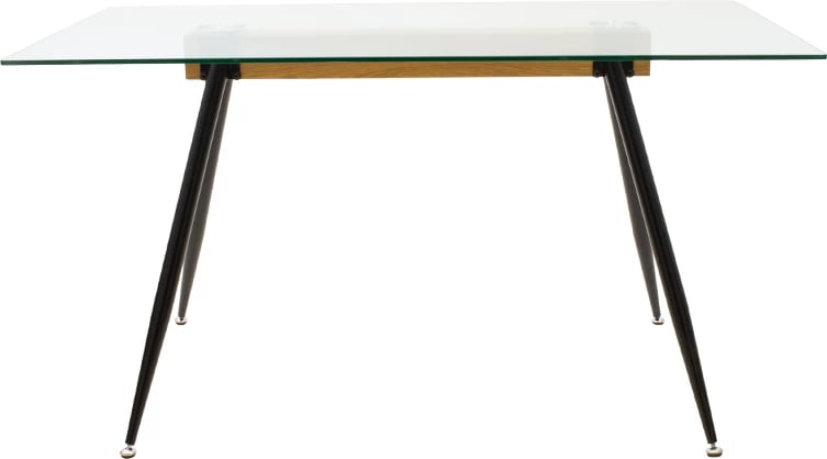 Tavolinë Astrid xham 10mm këmbë të zeza 140x80x75cm