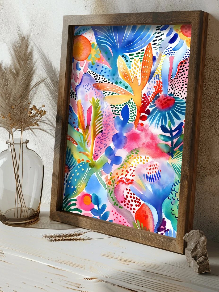 Pikturë dekorative me kornizë MDF, shumëngjyrëshe, GE022-L