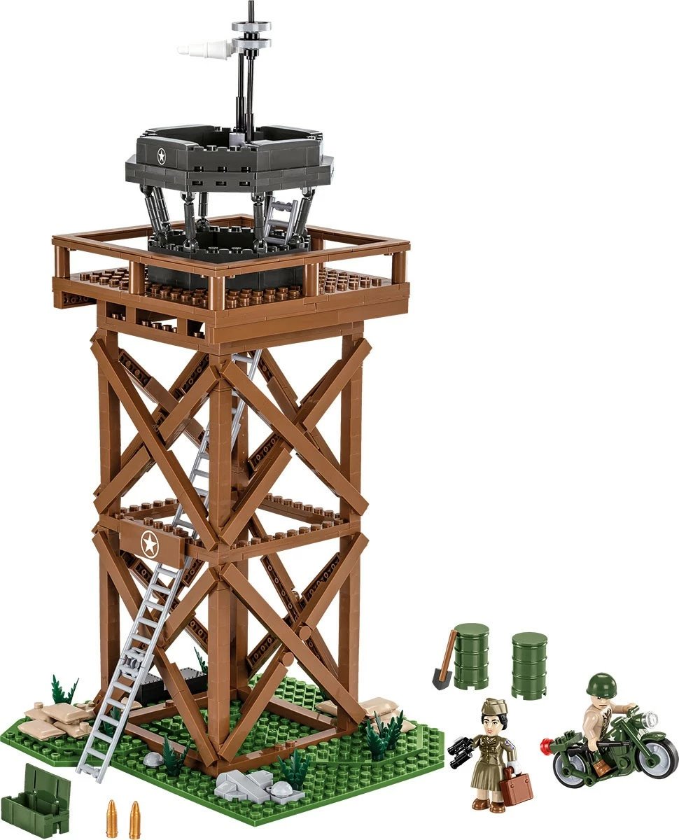 Set lodrash ndërtimi Cobi Klocki U.S. Control Tower, 664 pjesë, me figurina dhe motoçikletë Set lodrash ndërtimi Cobi Klocki U.S. Control Tower, 664 pjesë, me figurina dhe motoçikletë