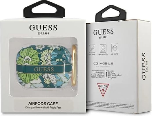 Mbështjellës Guess Flower Strap për AirPods Pro, Gjelbër