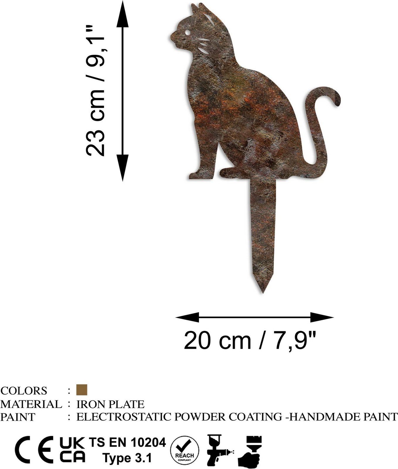 Dekor kopshti, mace, Aberto Design, shumëngjyrëshe, 38x20cm