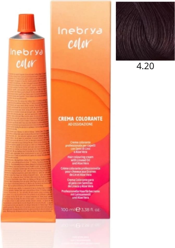 Ngjyrë për flokë Inebrya  4/20 Gështenjë violet në qërshi, 100ml