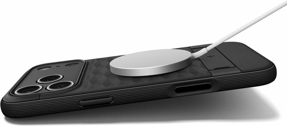 Mbështjellës Spigen Parallax S me MagSafe për iPhone 17 Pro, TPU me këmbë mbajtëse, e zezë mat