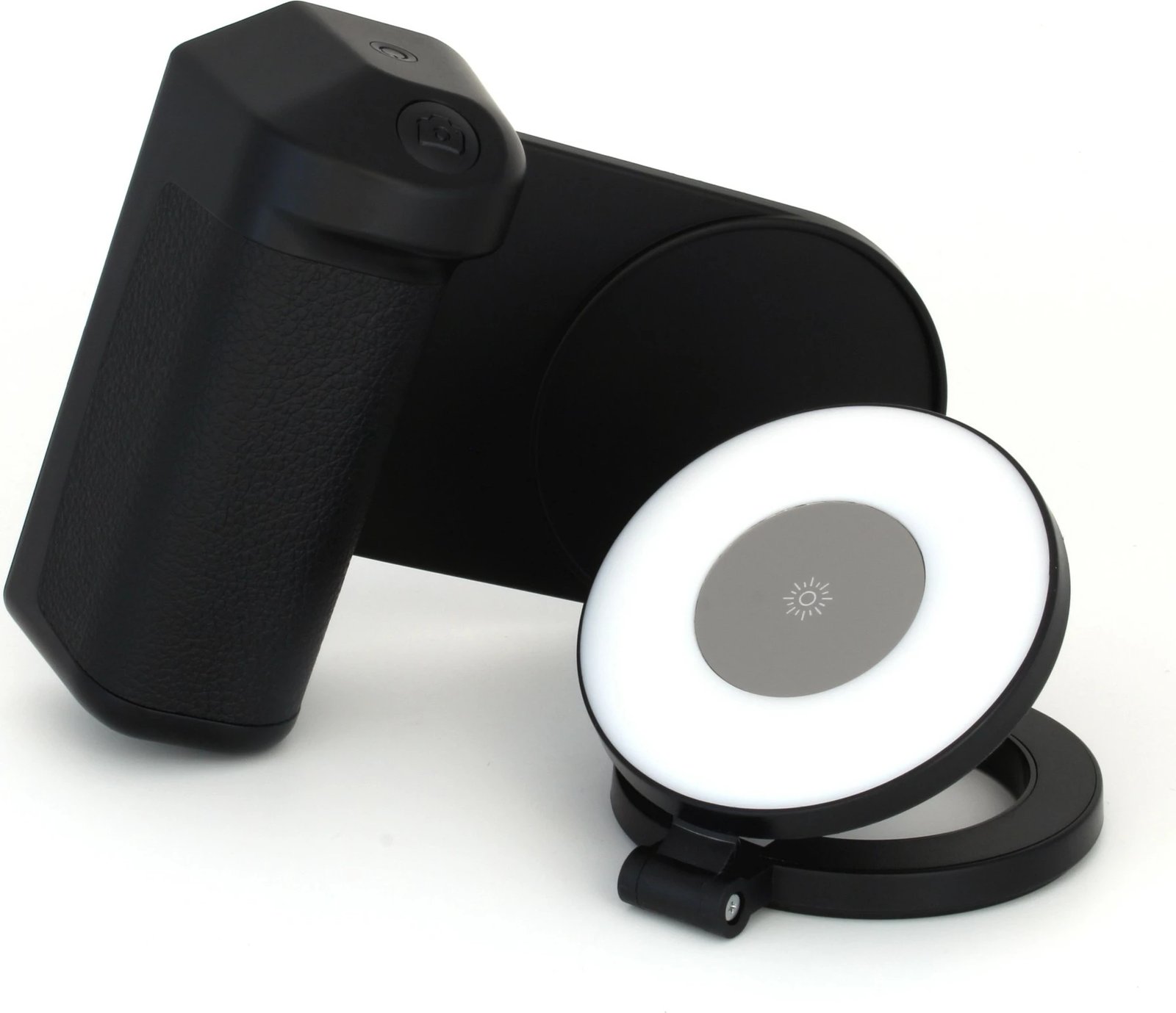 Mbajtës selfie Realpower MagFree, 4800mAh, dritë LED, i zi/i bardhë