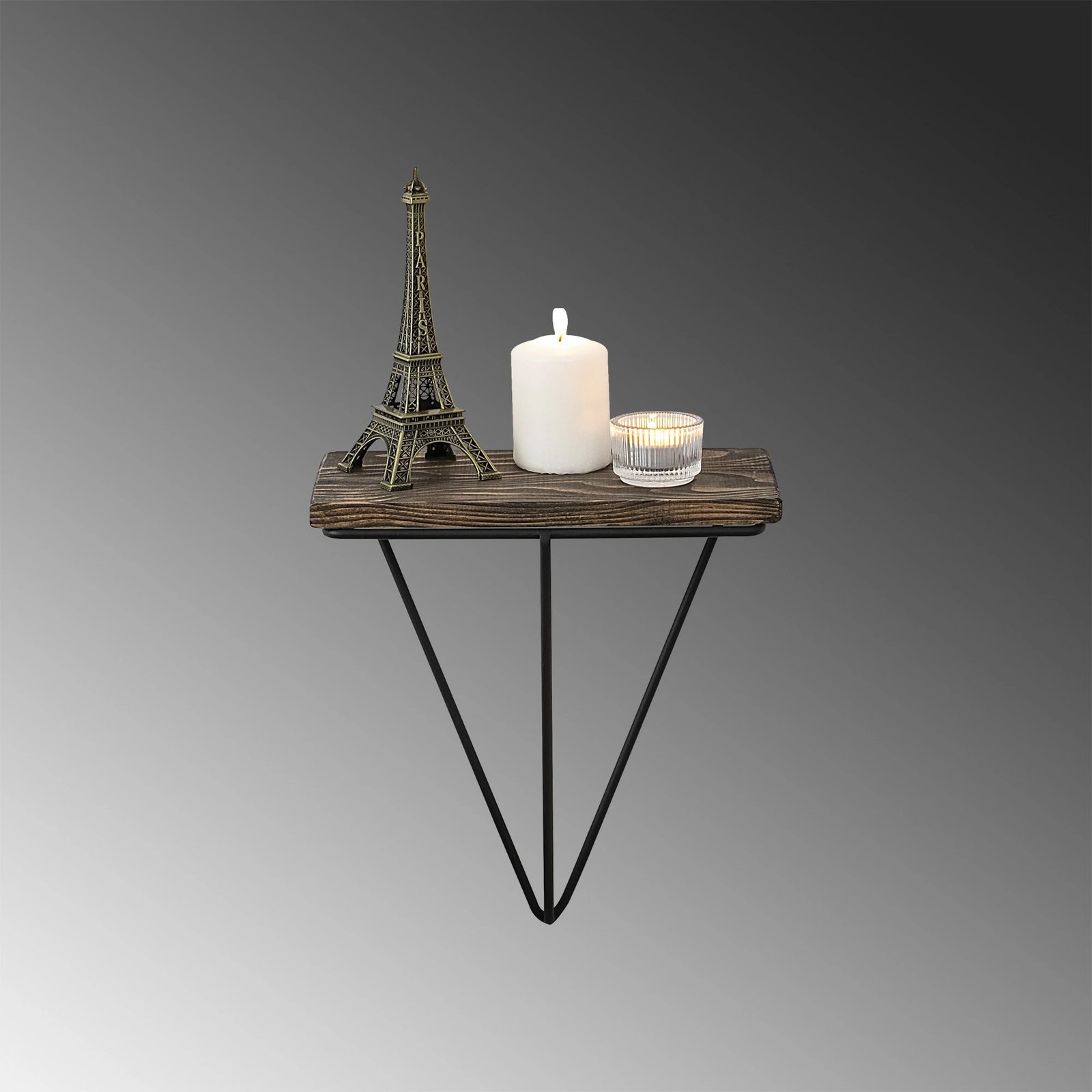 Raft muri industrial Hanah Home, ngjyrë e zezë dhe arre e errët, Phalaenopsis