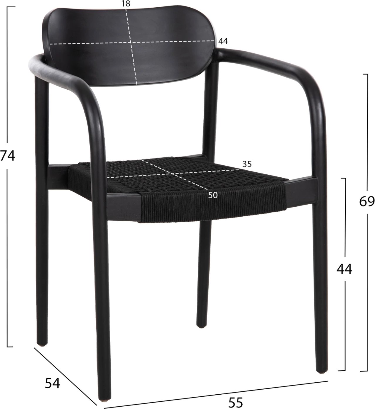 Karrige Oslo FH9636.12 dru tik & litar në të zezë 55x54x80Hcm