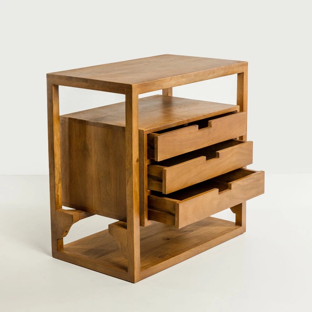 Komodinë ELIS me 3 sirtarë, ngjyrë natyrale, 65x38x65cm