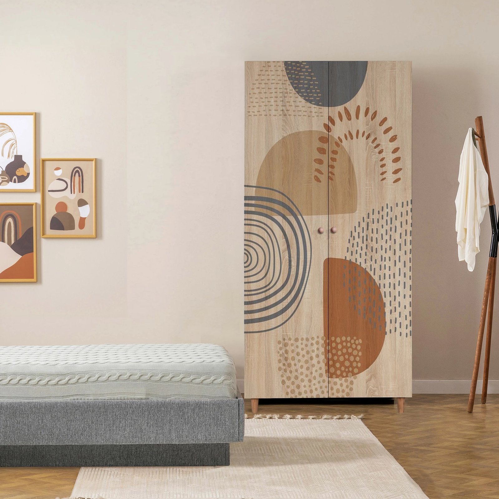 Dollap garderobe Skye Decor, Lidya 2, ngjyrë sonomo, 90x192x52 cm