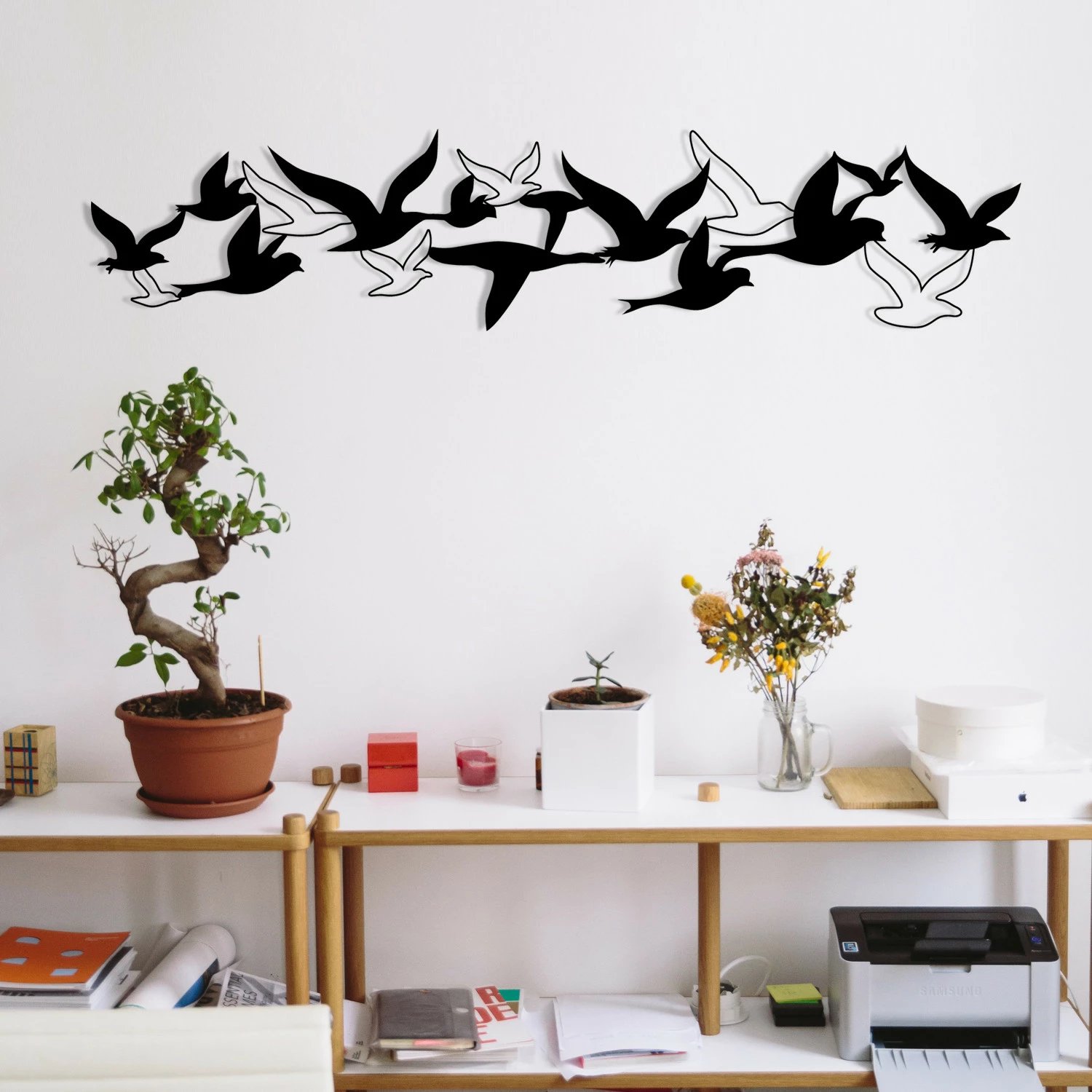 Aksesor dekorativ metalik për mur Wallity, Bellissimo - M112-M, ngjyrë e zezë, 100x22cm