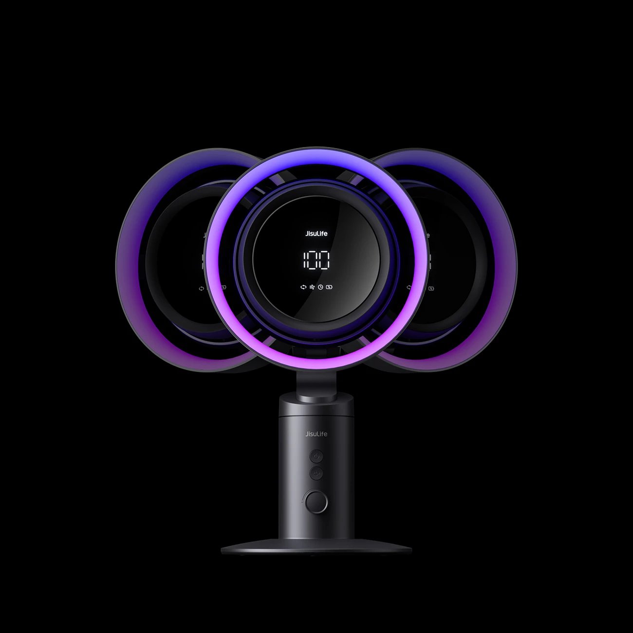 Ventilator tavoline Jisulife Table Fan Pro3, 10000mAh, me filtër ajri, USB-C, Gri e errët