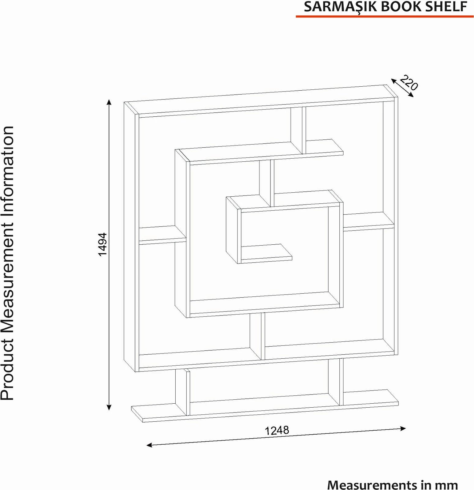 Raft librash Hanah Home, Sarmaşık, ngjyrë wenge