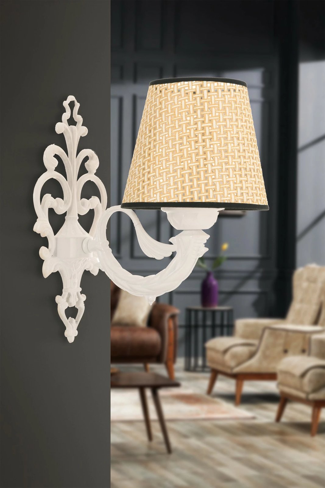 Llambë muri Opviq, Lily Coral, natyrale, e bardhë