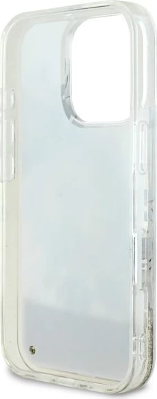 Mbështjellës Guess Liquid Glitter Flower MagSafe për iPhone 16 Pro, Bezhe