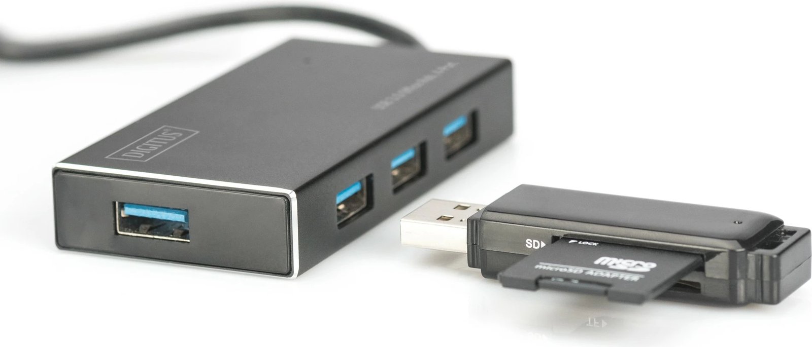 Hub USB Digitus 3.0, 4-Port, 5000 Mbit/s, Alumini, 1.2 m, Zi