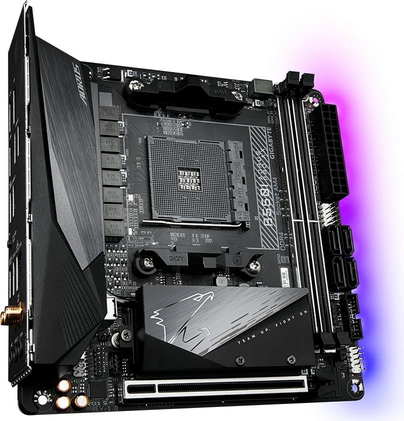 Pllakë amë Gigabyte B550I AORUS PRO AX, Socket AM4, mini ITX, WiFi 6, 2.5 GbE LAN, E zezë